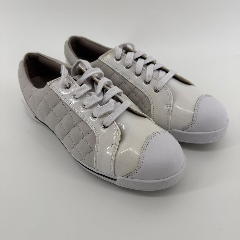 FootJoy Summer Series Womens Golf Shoes White Grey Quilted Patent Size 9.5 M‎